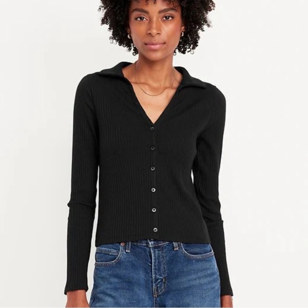 Old Navy Black Ribbed Cardigan